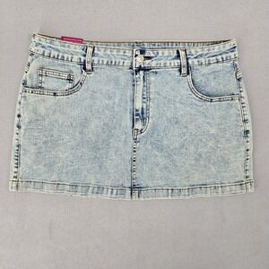 Bisual Women NWT XL Denim Mini Skirt Acid Wash Stretch Y2K Grunge Streetwear